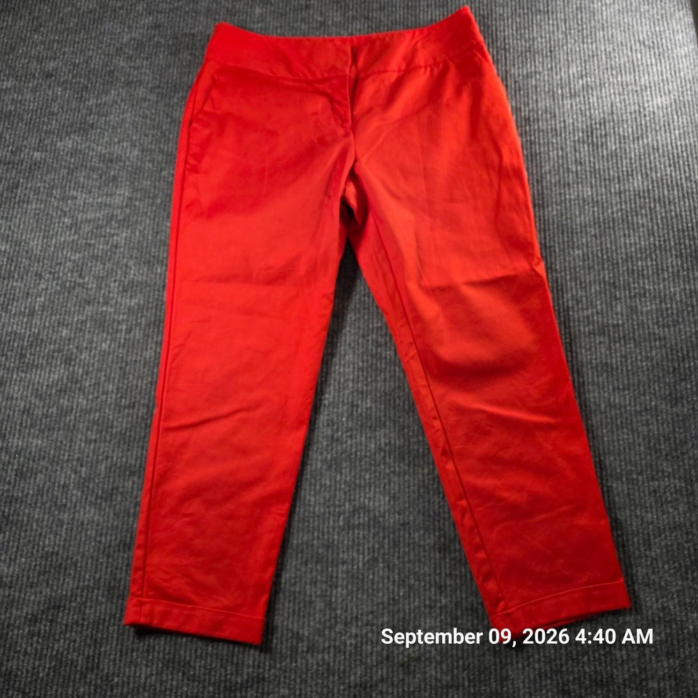 Worthington Slim Fit Red Ankle Pants Womens 14S Cuffed Dress Trousers